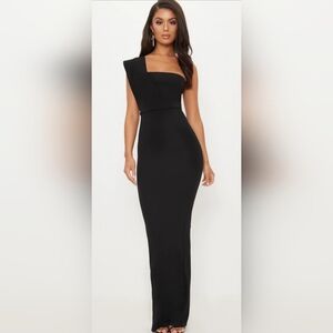🥀🌻Elegant Black One-Shoulder Maxi Dress NWT